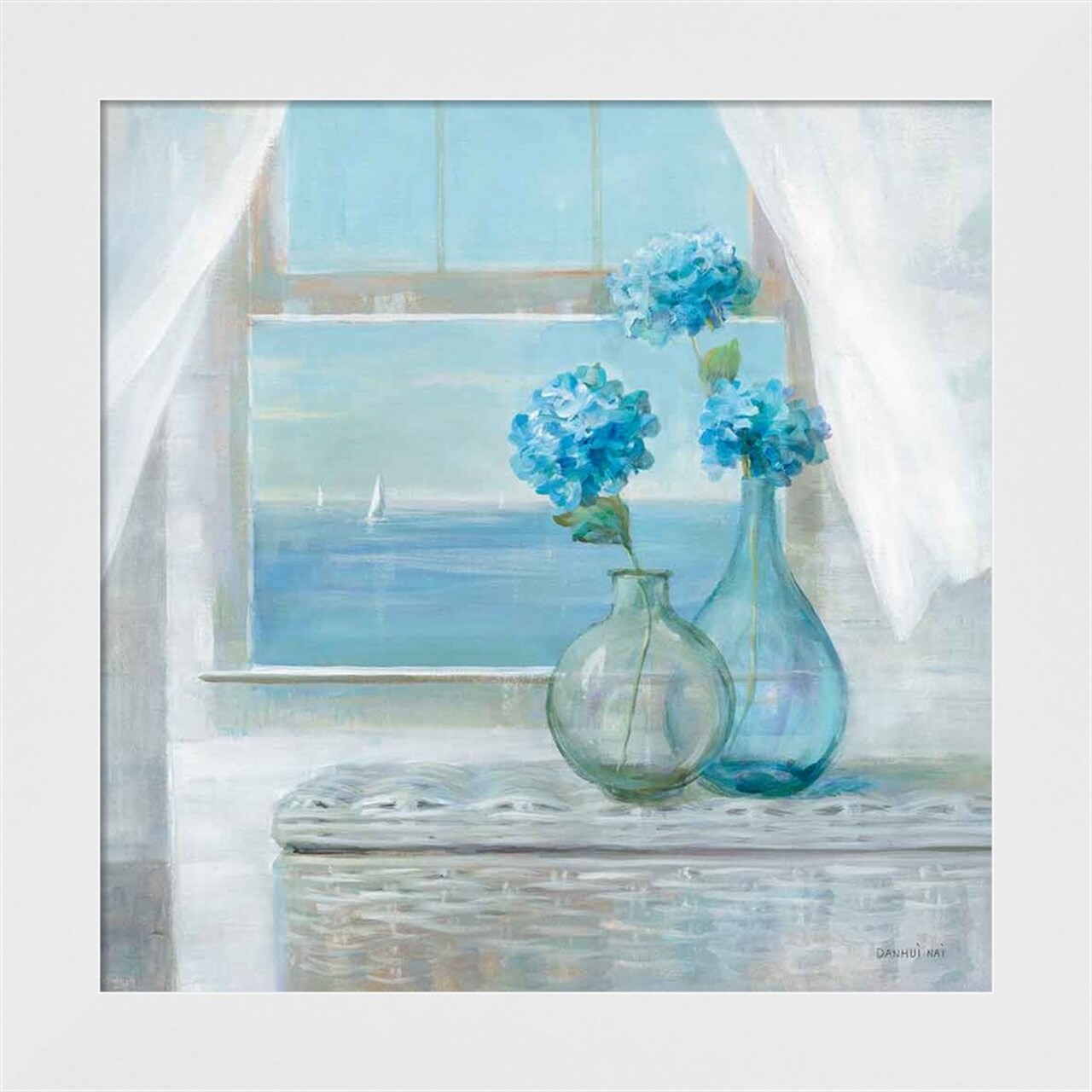 Beach House Hydrangeas by Danhui Nai 14" x 14" Framed Wall Art